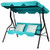 3 Seat Outdoor Patio Canopy Swing with Cushioned Steel Frame-Blue - Color: Blue D681-OP70491BL