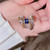 Color: Gold blue ring - Gentle peach blossom drop zircon bow earrings Q119-CJZBLXLX21810-Gold blue ring