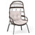Patio Wicker Egg Chair Outdoor Rattan Lounge Basket with Seat and Back Cushions-Brown - Color: Brown D681-HW74153BN