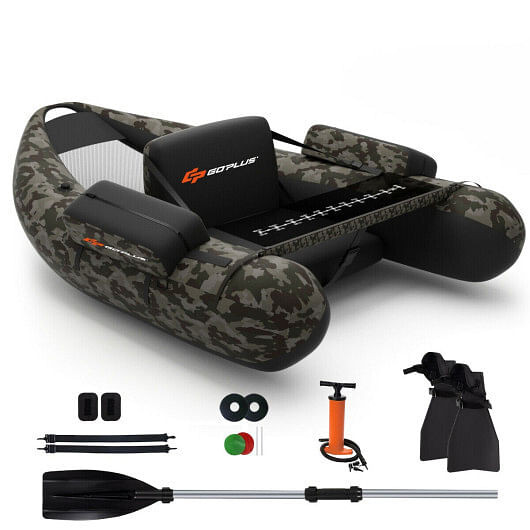 Inflatable Fishing Float with Adjustable Straps & Storage Pockets-Camouflage