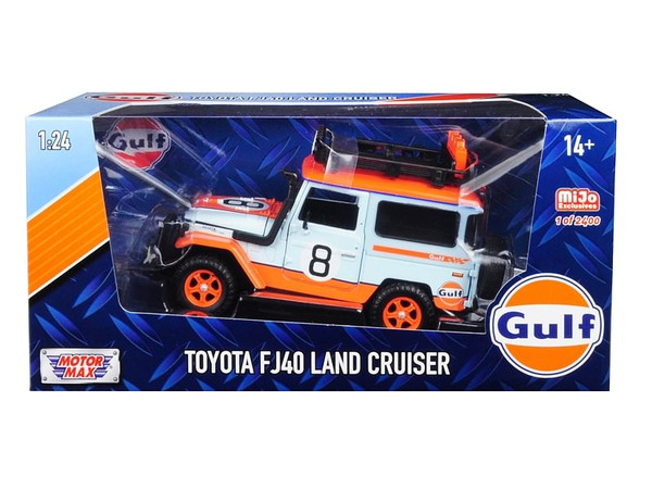Toyota FJ40 Land Cruiser #8 "Gulf Oil"  White Limited Edition to 2400 pieces Worldwide 1/24 Diecast