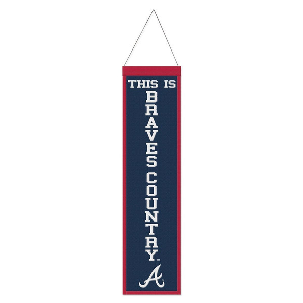 Atlanta Braves Banner Wool 8x32 Heritage Slogan Design - Special Order