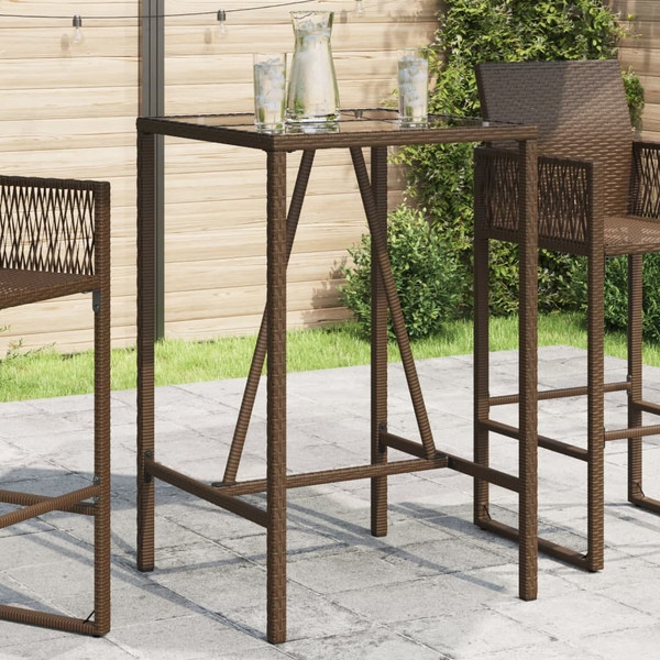 Outdoor Bar Table Brown 27.6"x27.6"x43.3" Poly Rattan
