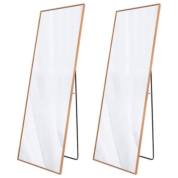 Set of 2 - Gold 65-inch Full Length Freestanding Floor Mirror with Stand Q280-GLDSFM9725817