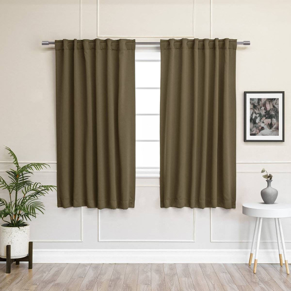 52 x 54 inch Solid Olive Green Thermal Blackout Curtain Panels - Set of 2 Q280-GRNTEFC249275254