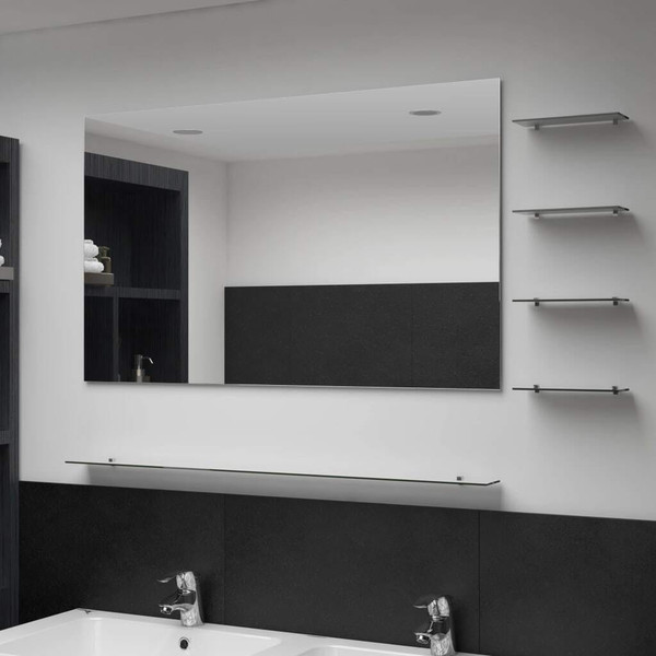 Wall Mirror with 5 Shelves Silver 39.4"x23.6 A949-249446