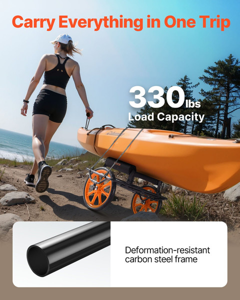 Kayak Cart, 330 lbs Load Capacity, Canoe Cart Dolly with 15-inch Solid Rubber Tires & Kickstand, As E415-SPSPHTTC15INR3EU5001V0