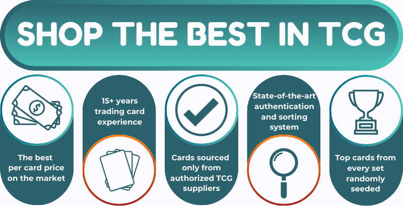 Shop the best in TCG: great card value, 15 plus years of trading-card experience, authorized suppliers, authentication, and randomly seeded top cards.