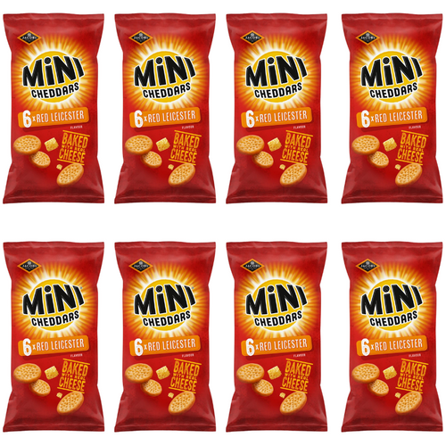 Jacob's Mini Cheddars Red Leicester Multipack Snacks (6x23g) - 8 Pack. Jacob's Mini Cheddars Red Leicester Multipack Snacks (6x23g) - 8 Pack.