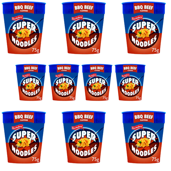 Batchelors Super Noodles BBQ Beef Flavour Pot 75g - 10 Packs