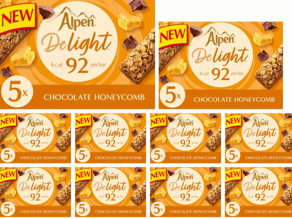 Alpen Delight Cereal Bars Chocolate Honeycomb 5x24g - 10 Pack
