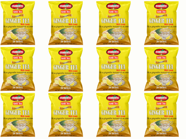 Roberts Gold Instant Ginger tea with Lemon 360g (20 Sachets) - 12 Pack