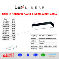 Radius Dörtgen Davul Linear Aydınlatma