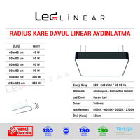 Radius Kare Davul Linear Aydınlatma