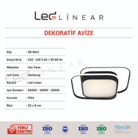 Dekoratif Avize Radius Kare Siyah