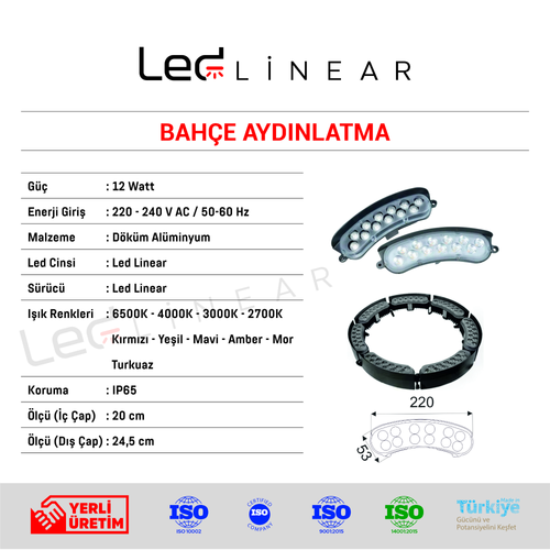 Dairesel Ağaç ve Sütun Aydınlatma 12X1 - 12W