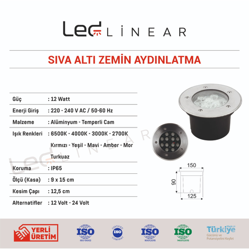 Sıva Altı Zemin Aydınlatma 12W