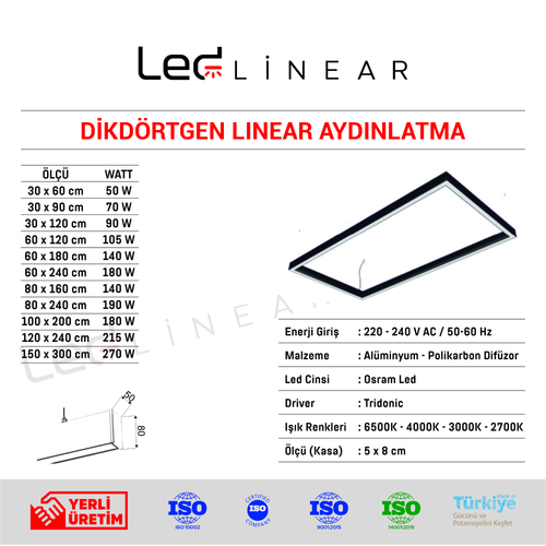 Dikdörtgen Linear Aydınlatma