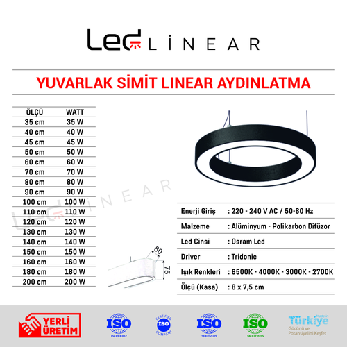 Yuvarlak Simit Linear Aydınlatma 80x75 Kasa