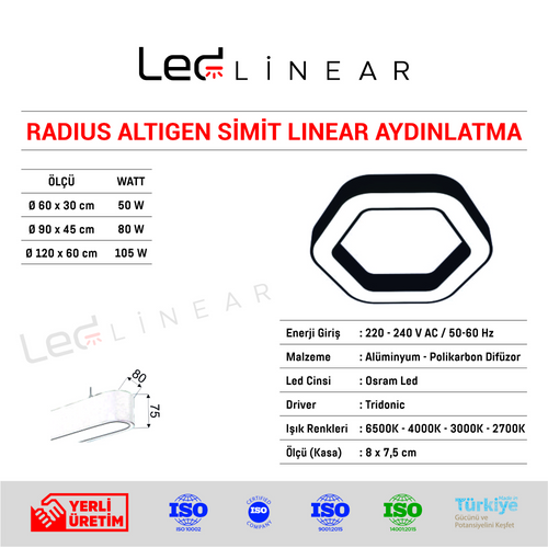 Radius Altıgen Simit Linear Aydınlatma