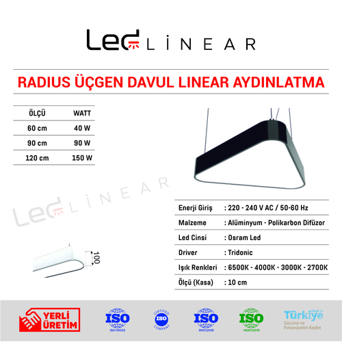 Radius Üçgen Davul Linear Aydınlatma