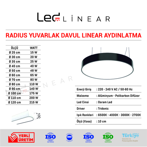Radius Yuvarlak Davul Linear Aydınlatma