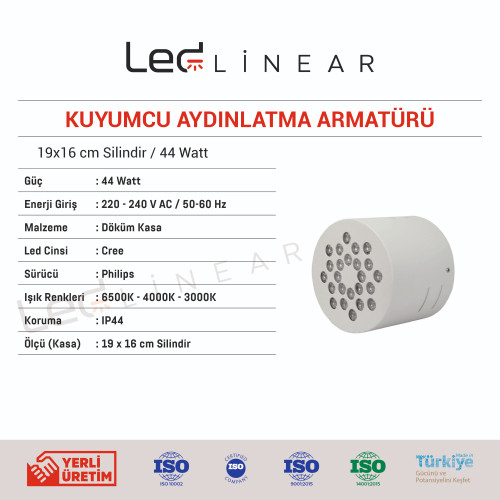 Kuyumcu Aydınlatma Armatürü 19x16 cm Kasa Silindir