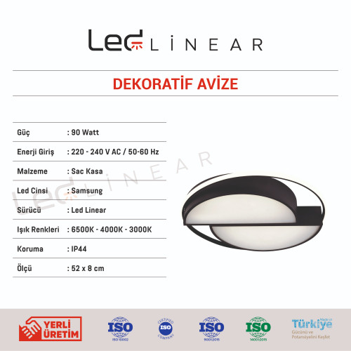 Dekoratif Oval Avize Siyah