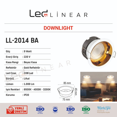 Reflektörlü LED Downlight 9W