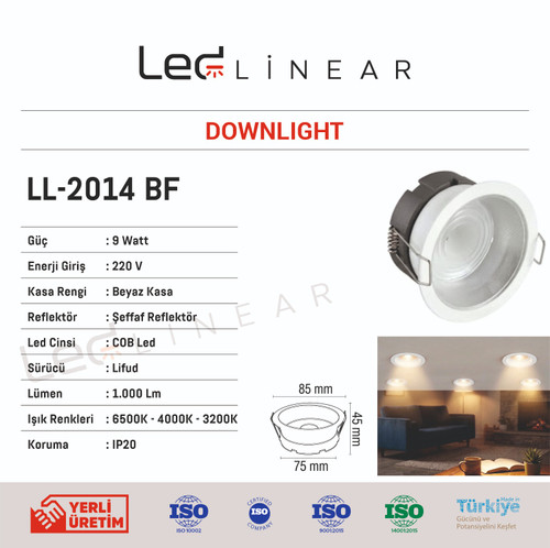 Reflektörlü LED Downlight 9W