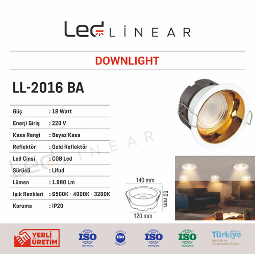 Reflektörlü LED Downlight 18W