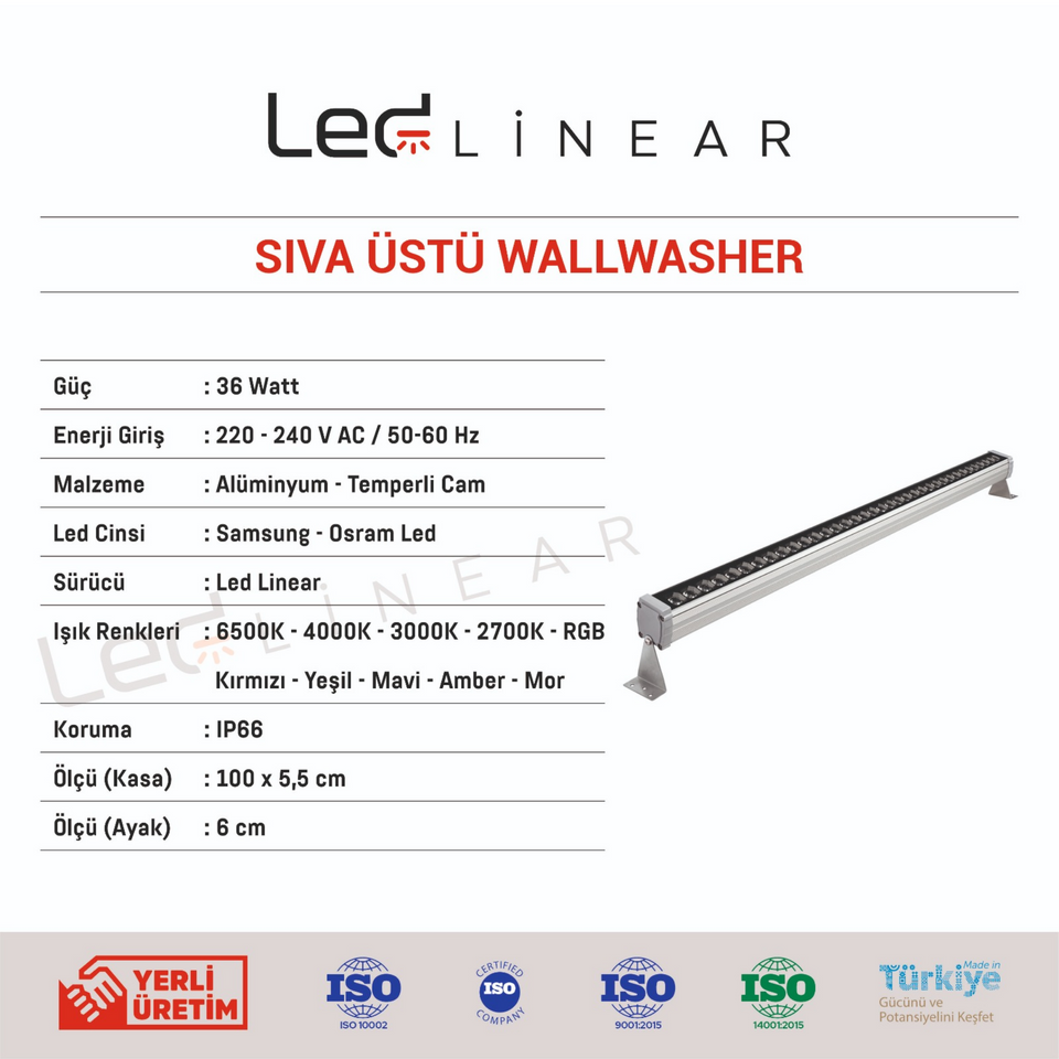 Sıva Üstü Wallwasher 100 CM - 36W Volvoşır