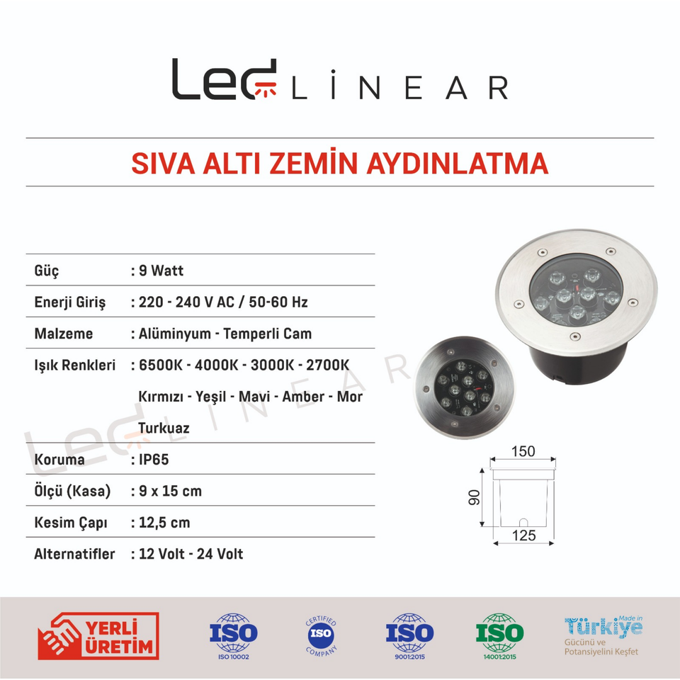 Sıva Altı Zemin Aydınlatma 9W