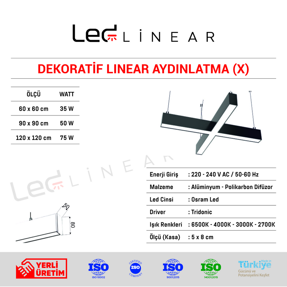 X Dekoratif Linear Aydınlatma