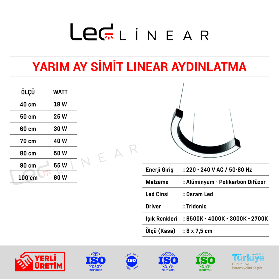 Yarım Ay Simit Linear Aydınlatma