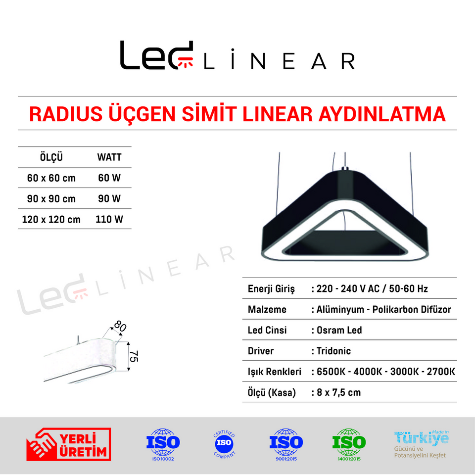 Radius Üçgen Simit Linear Aydınlatma