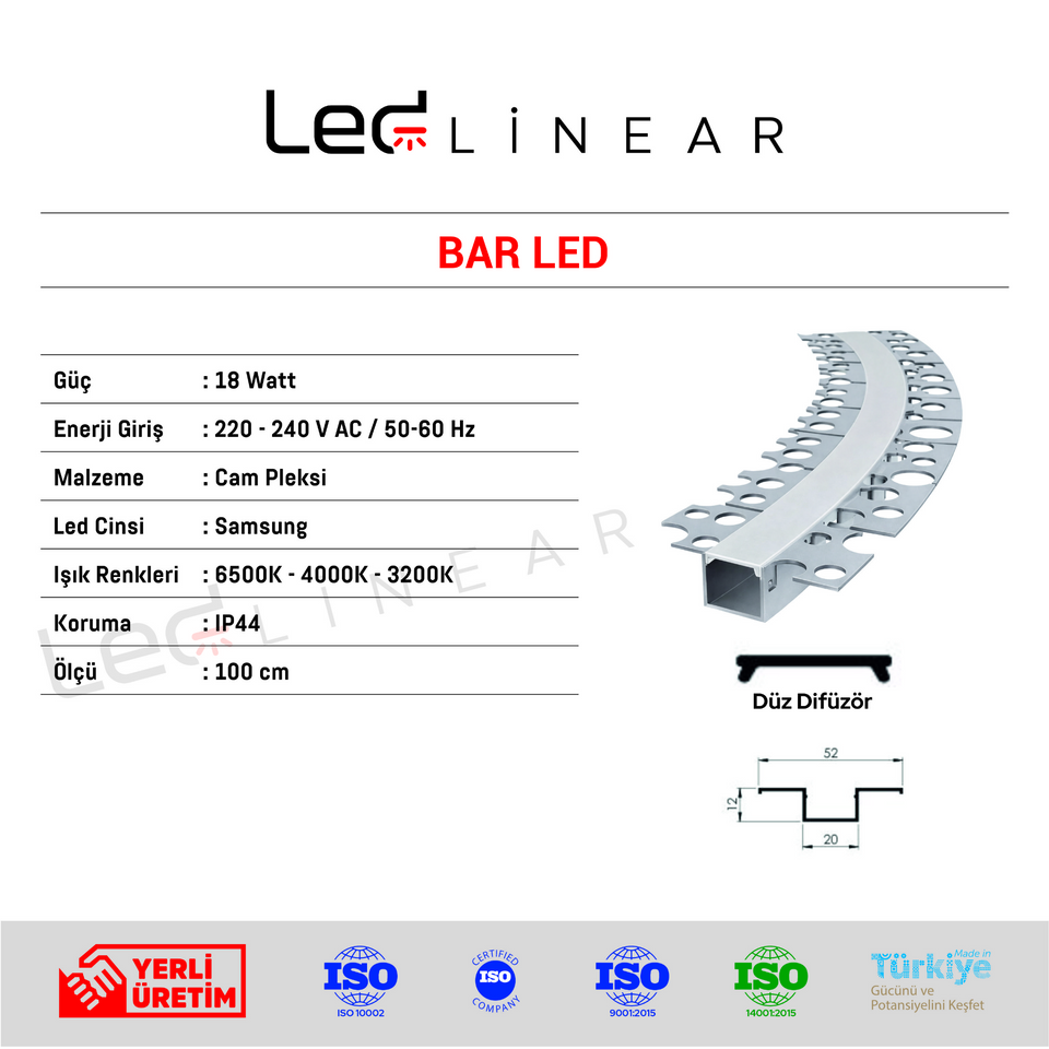 Trimless Oval Standart Bar Led