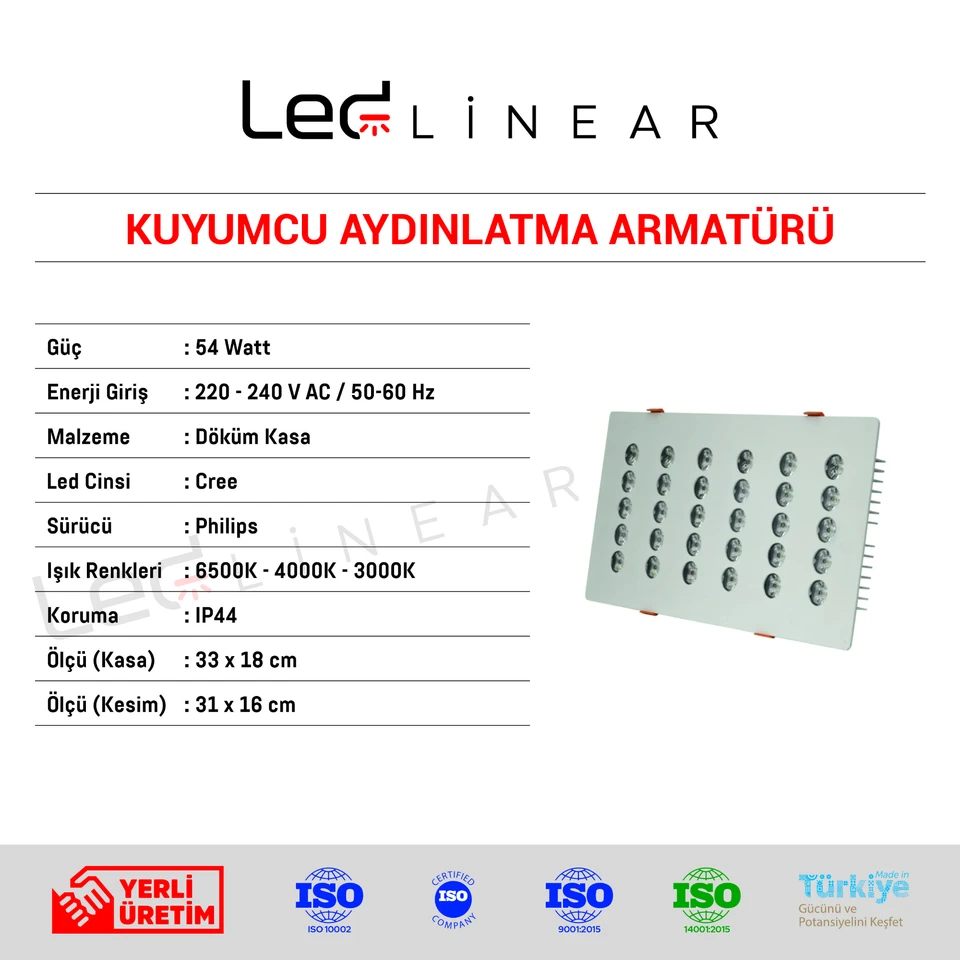 Kuyumcu Aydınlatma Armatürü 33x18 cm Kasa 54W