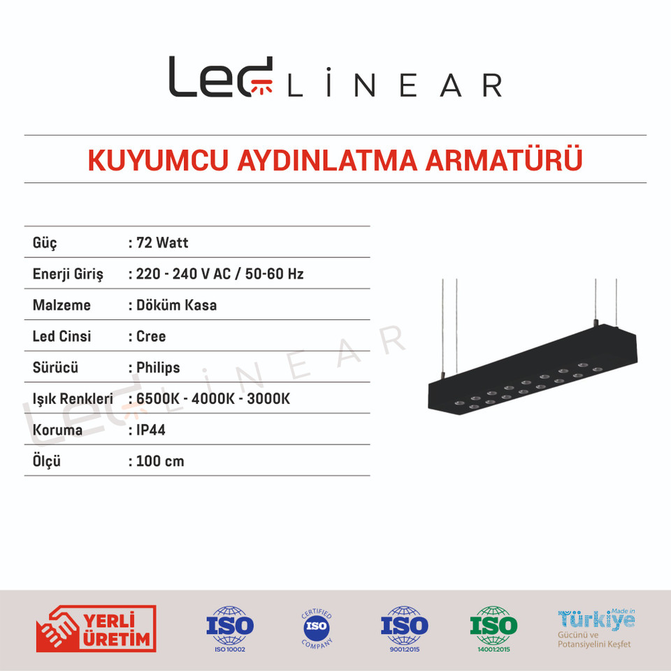 Kuyumcu Aydınlatma Armatürü Sarkıt 72W