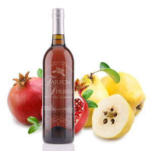 A 750mL bottle of Tarpon Springs Pomegranate Quince White Balsamic Vinegar A 750mL bottle of Tarpon Springs Pomegranate Quince White Balsamic Vinegar