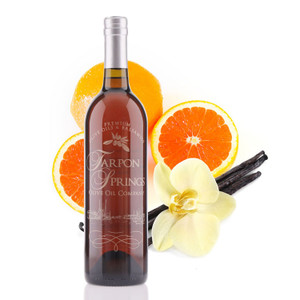 A 750mL bottle of Tarpon Springs Cara-Cara Orange Vanilla White Balsamic Vinegar