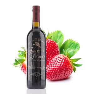 A 750mL bottle of Tarpon Spring Strawberry Dark Balsamic Vinegar A 750mL bottle of Tarpon Spring Strawberry Dark Balsamic Vinegar