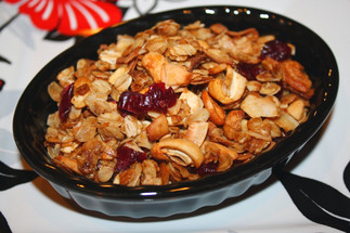 GRANOLA WITH BLOOD ORANGE OLIVE OIL, COCONUT, CHERRIES, AND CASHEWS GRANOLA WITH BLOOD ORANGE OLIVE OIL, COCONUT, CHERRIES, AND CASHEWS