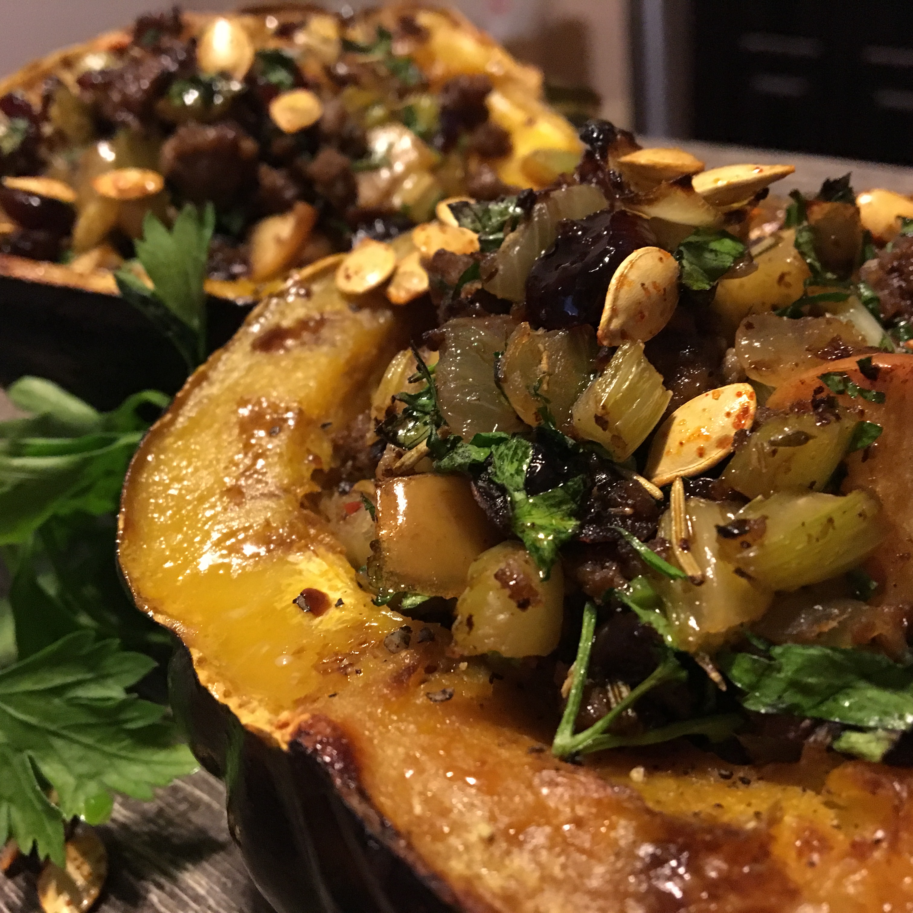 roasted acorn squash and chicken