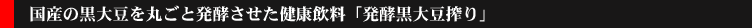 kurodaizu-sub-title01.gif 国産の黒大豆を丸ごと発酵させた健康飲料「麹発酵 黒大豆搾り」