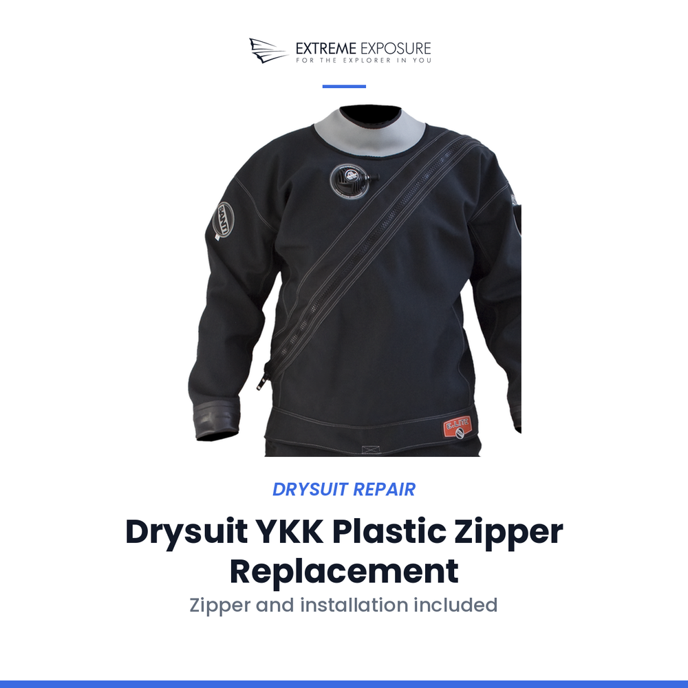 Drysuit YKK Plastic Zipper Replacement at Extreme Exposure in High Springs, FL