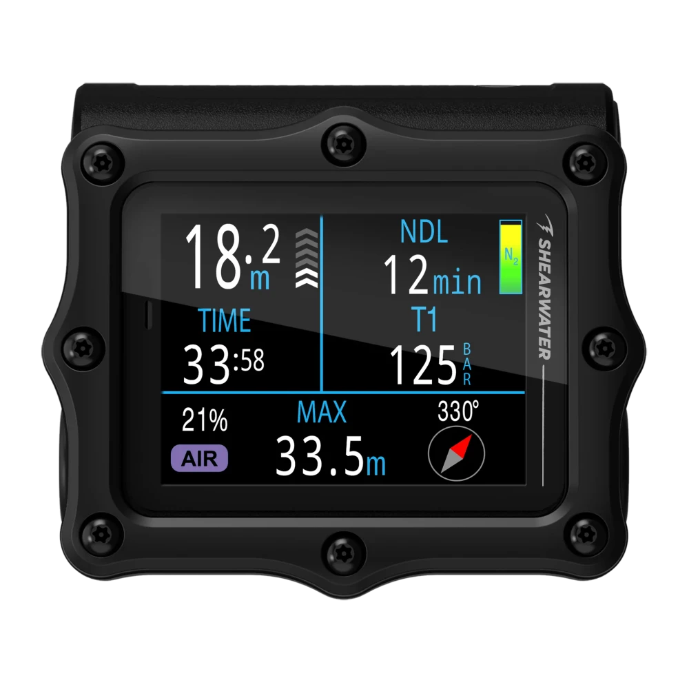 Shearwater Perdix 3 Dive Computer - Black Front w Regular View