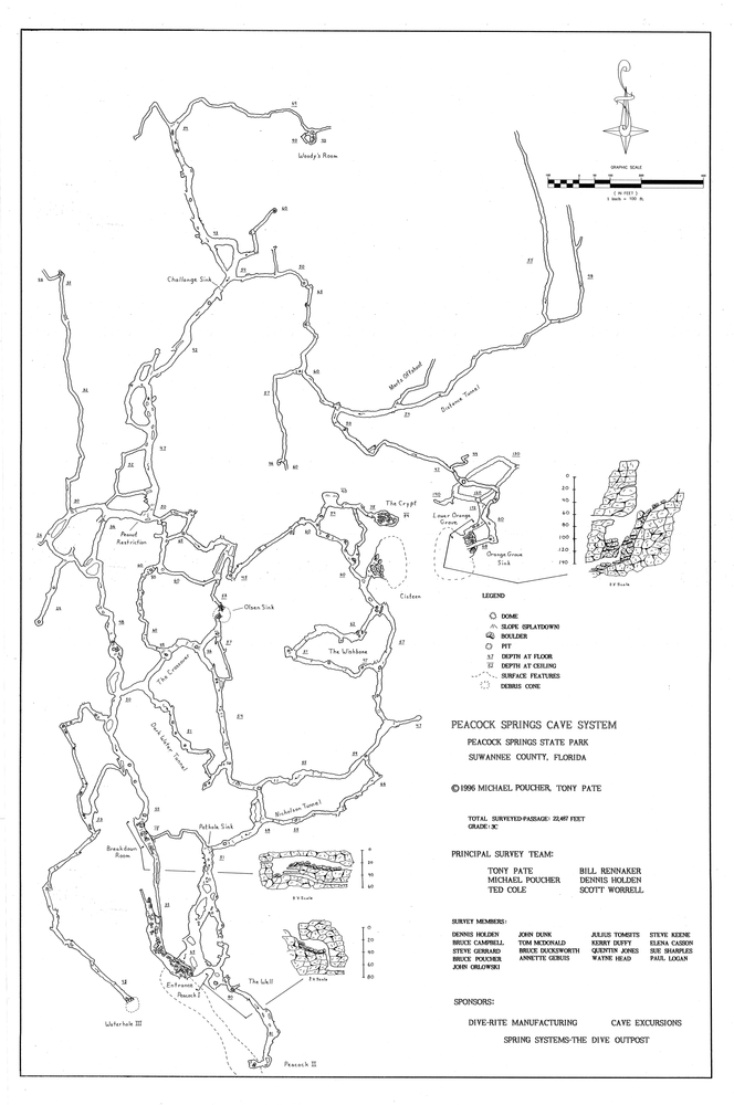 Peacock Springs Cave System Map