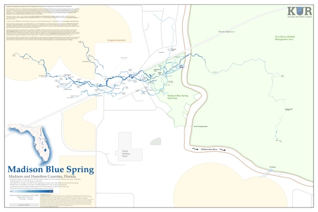 Madison Blue Spring System Map provided by Karst Underwater Research