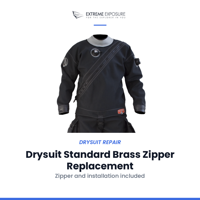 Drysuit Standard Brass Zipper Replacement at Extreme Exposure in High Springs, FL